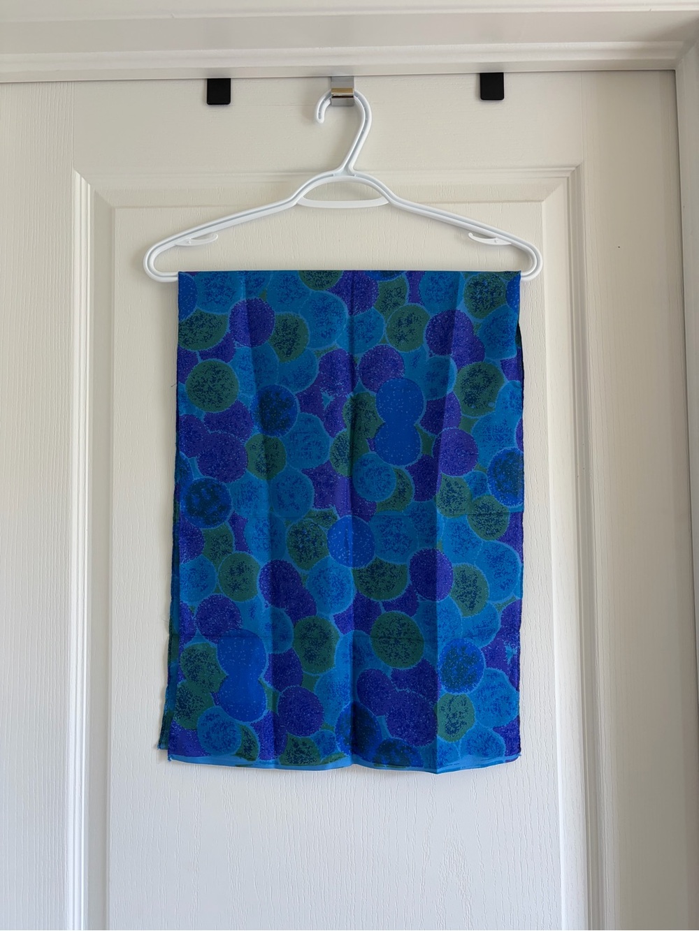 Source Unknown Silk Blue and Green Polka Dot Scarf